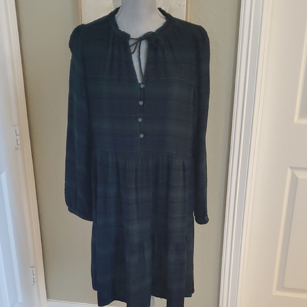 LOFT Plaid Tiered Dress